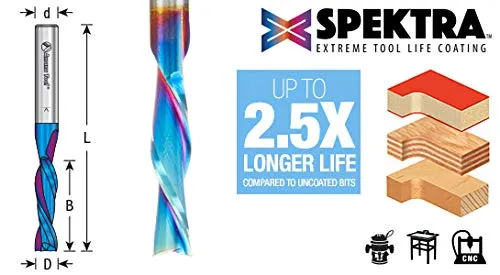 Amana Tool - 46225-K Solid Carbide Spektra Extreme Tool Life Coated Spiral Plunge 1/8 Dia