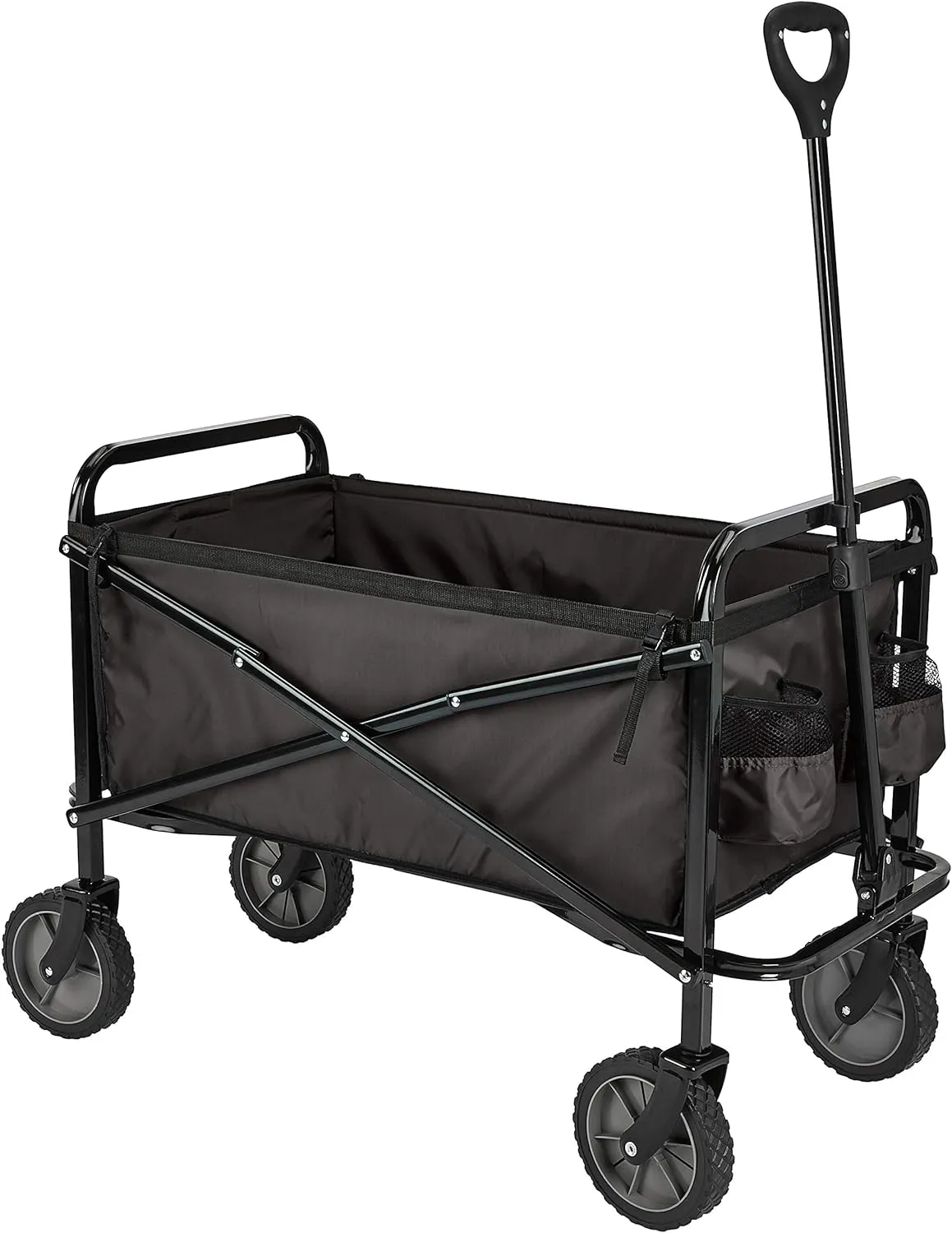 Amazon Basics Collapsible Folding Heavy Duty Utility Wagon for Outdoor Sports, 265 pounds Weight Capacity, Camping, Garden, and Shopping, 27.6 H x 40.9 W x 20 D inches, Black