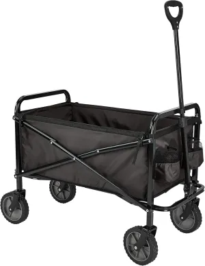 Amazon Basics Collapsible Folding Heavy Duty Utility Wagon for Outdoor Sports, 265 pounds Weight Capacity, Camping, Garden, and Shopping, 27.6 H x 40.9 W x 20 D inches, Black