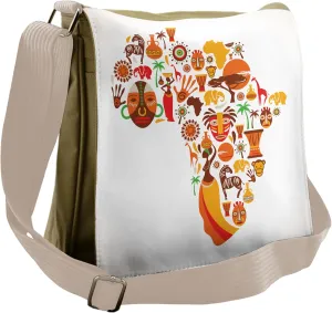 Ambesonne African Messenger Bag, Map, Unisex Cross-body