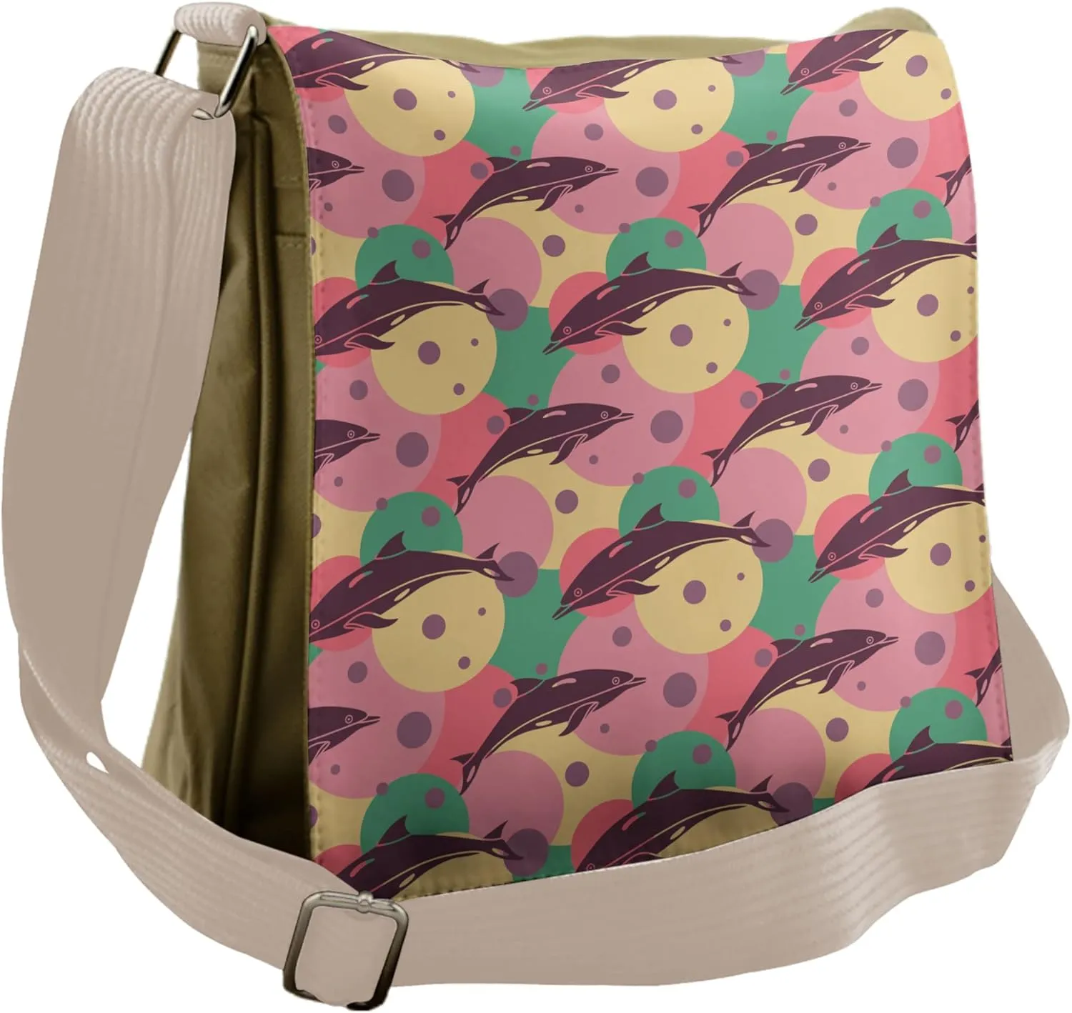 Ambesonne Aquatic Messenger Bag, Dolphin Underwater, Unisex Cross-body