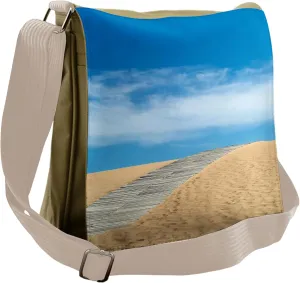 Ambesonne Beach Messenger Bag, Path over Golden Sand, Unisex Cross-body