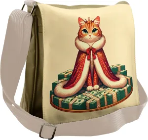 Ambesonne Cat Messenger Bag, Queen Kitty Character on Money, Unisex Cross-body