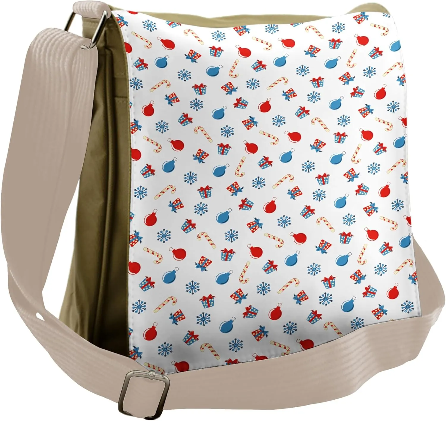 Ambesonne Christmas Messenger Bag, Xmas Cones Ornaments, Unisex Cross-body
