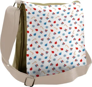 Ambesonne Christmas Messenger Bag, Xmas Cones Ornaments, Unisex Cross-body