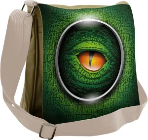 Ambesonne Eye Messenger Bag, Vibrant Realistic Reptile, Unisex Cross-body