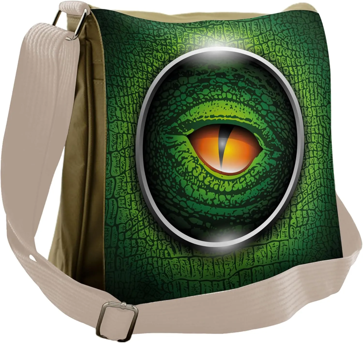 Ambesonne Eye Messenger Bag, Vibrant Realistic Reptile, Unisex Cross-body