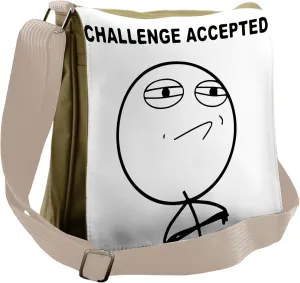 Ambesonne Humor Messenger Bag, Challenge Accepted Meme, Unisex Cross-body