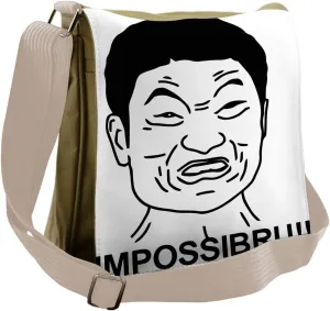 Ambesonne Humor Messenger Bag, Impossibru Meme, Unisex Cross-body