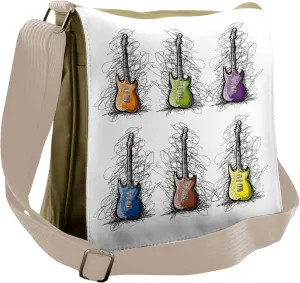 Ambesonne Music Messenger Bag, Guitar Collage for Teens, Unisex Cross-body