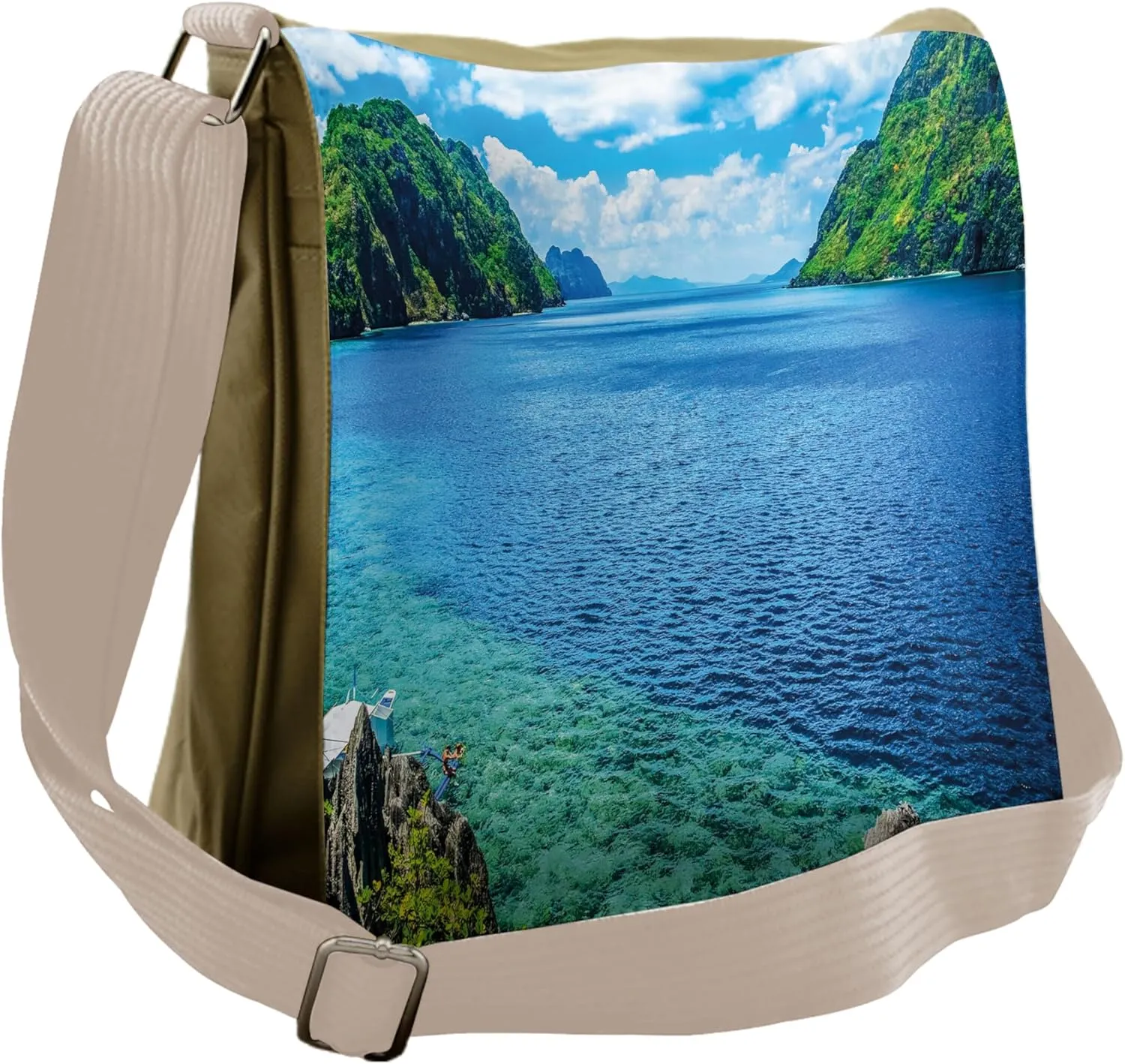 Ambesonne Nature Messenger Bag, Scenic View of Palawan, Unisex Cross-body