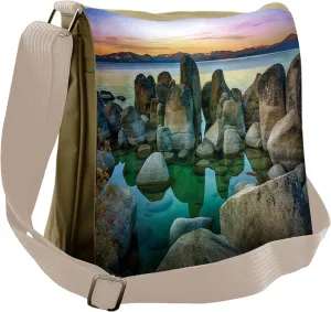 Ambesonne Nautical Messenger Bag, Californian Coastline, Unisex Cross-body