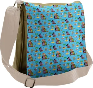 Ambesonne Pirates Messenger Bag, Funny Explorer Animals, Unisex Cross-body