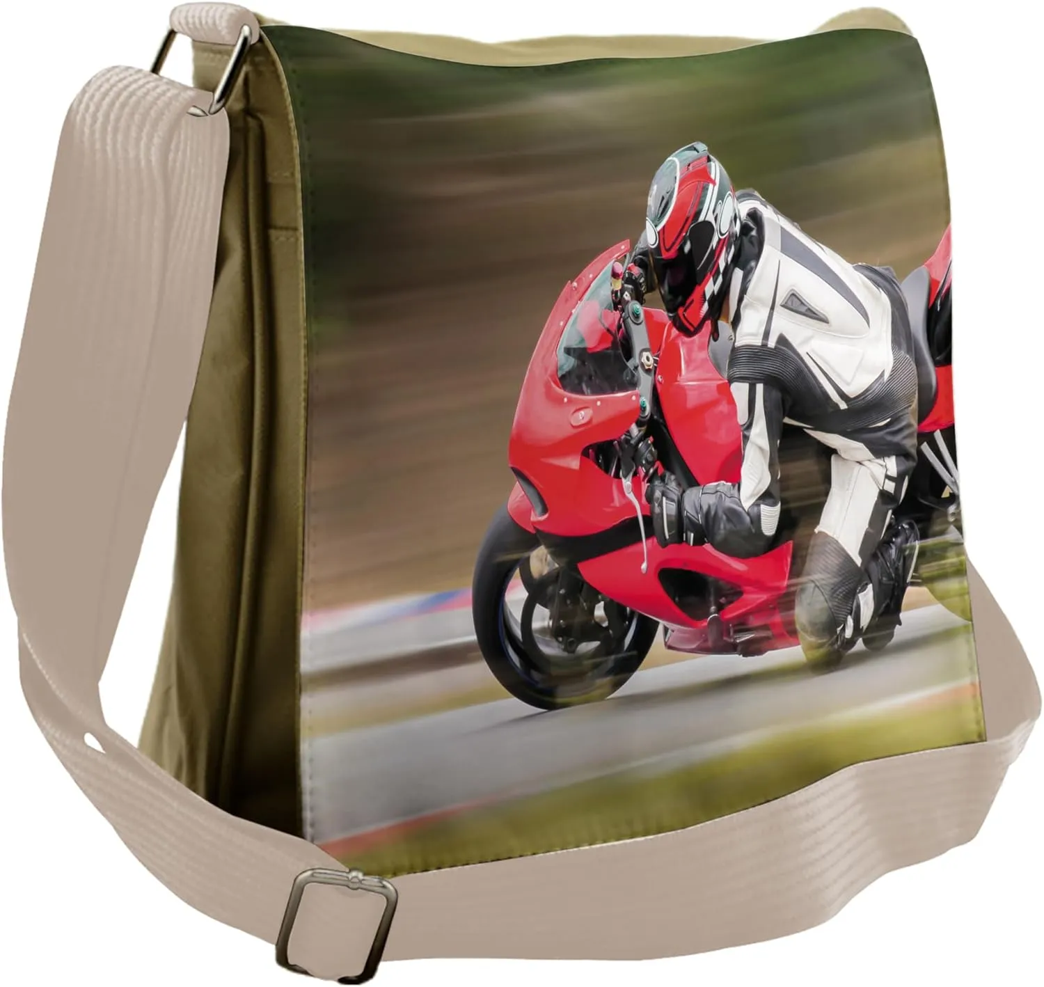 Ambesonne Teen Room Messenger Bag, Motorbike Race Speed, Unisex Cross-body