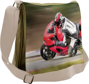 Ambesonne Teen Room Messenger Bag, Motorbike Race Speed, Unisex Cross-body