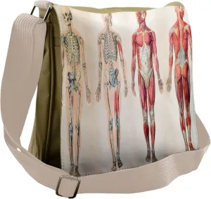 Ambesonne Vintage Messenger Bag, Anatomy Human Body, Unisex Cross-body