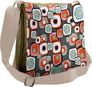 Ambesonne Vintage Messenger Bag, Funk Lava Flowers Forms, Unisex Cross-body