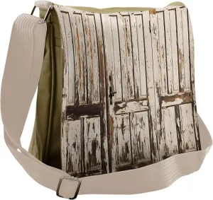 Ambesonne Vintage Messenger Bag, Vertical Rustic Planks, Unisex Cross-body