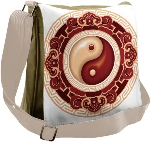 Ambesonne Ying Yang Messenger Bag, Traditional Cultural, Unisex Cross-body