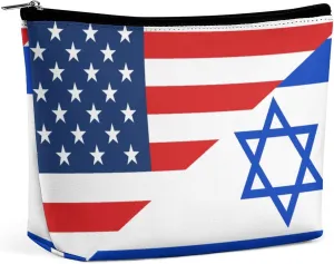 America Flag And Israel Flags 3 Cosmetic Bag Travel Portable Makeup Bag Large Capacity Toiletry Bag Women Storage Bags-3