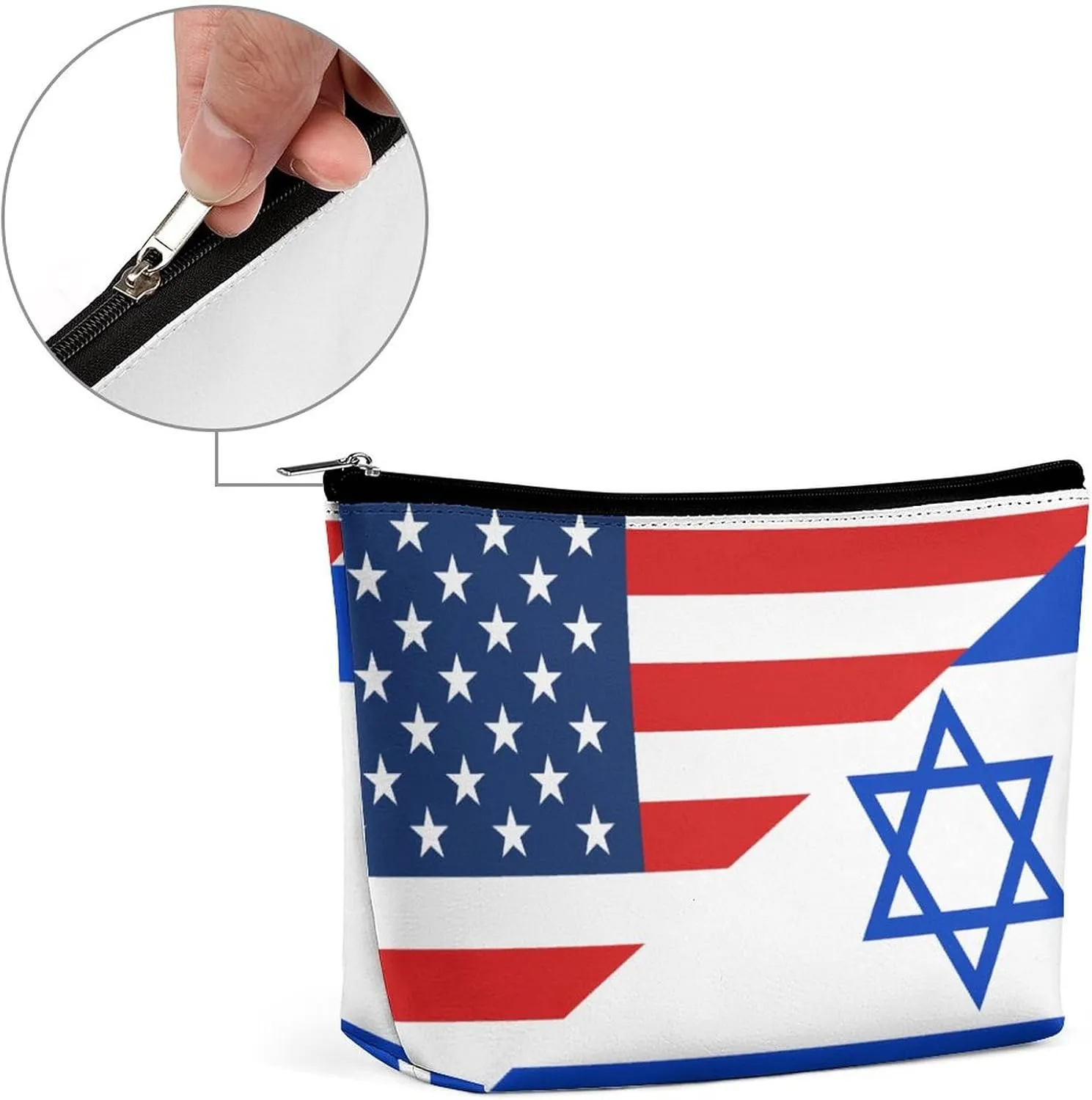America Flag And Israel Flags 3 Cosmetic Bag Travel Portable Makeup Bag Large Capacity Toiletry Bag Women Storage Bags-3