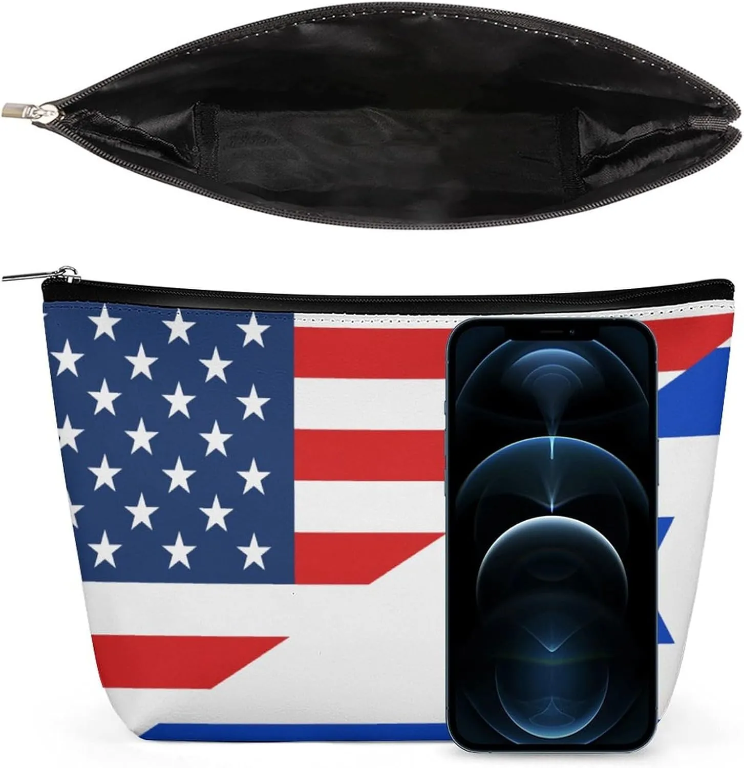 America Flag And Israel Flags 3 Cosmetic Bag Travel Portable Makeup Bag Large Capacity Toiletry Bag Women Storage Bags-3