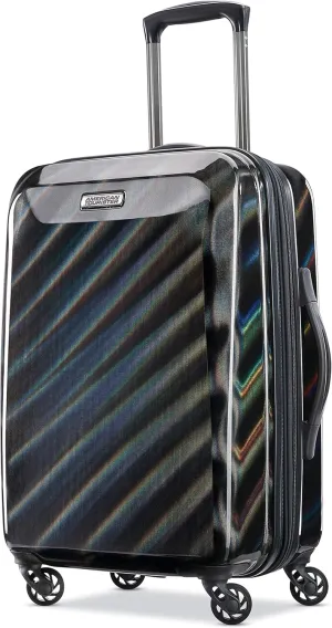 American Tourister Moonlight Hardside Expandable Luggage with Spinner Wheels, Iridescent Black, Carry-On 21-Inch