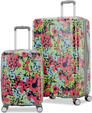 American Tourister Moonlight Hardside Expandable Luggage with Spinner Wheels, Poppy Floral, 2-Piece Set (20/28)