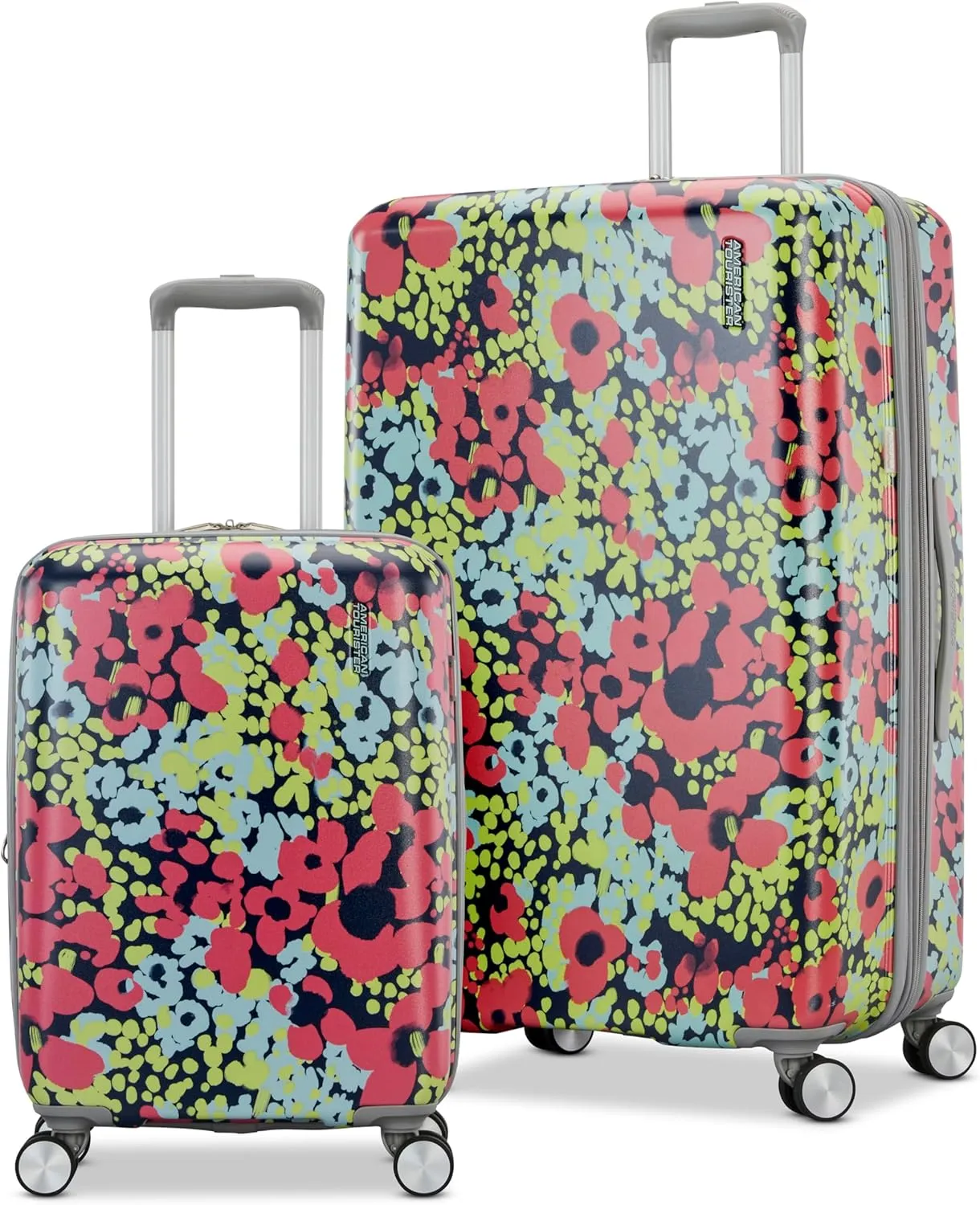 American Tourister Moonlight Hardside Expandable Luggage with Spinner Wheels, Poppy Floral, 2-Piece Set (20/28)