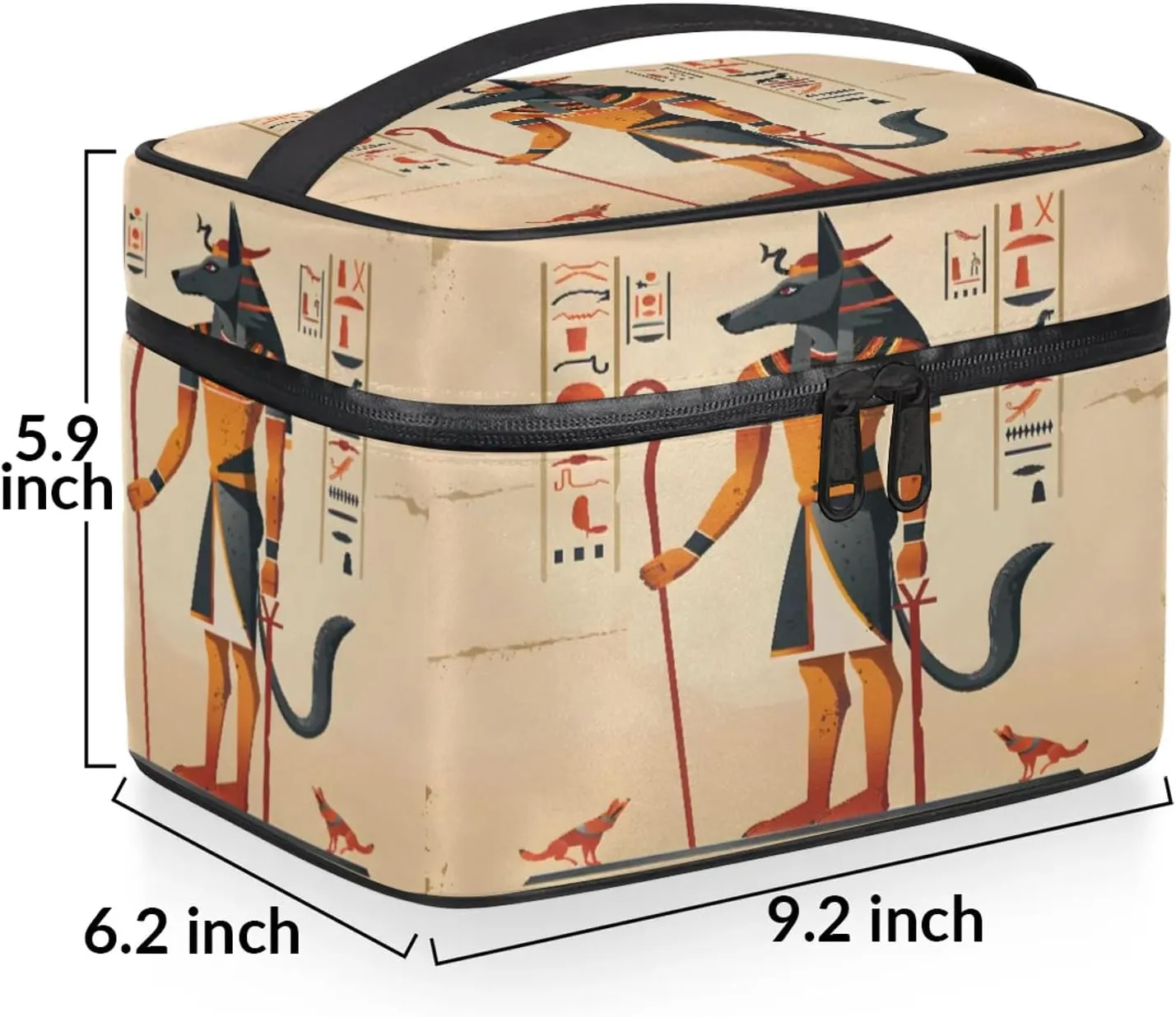 Ancient Egyptian Painting Travel Toiletry Bag Large Capacity Makeup Case Organizer with Handle Cosmetic Case for Women Girls