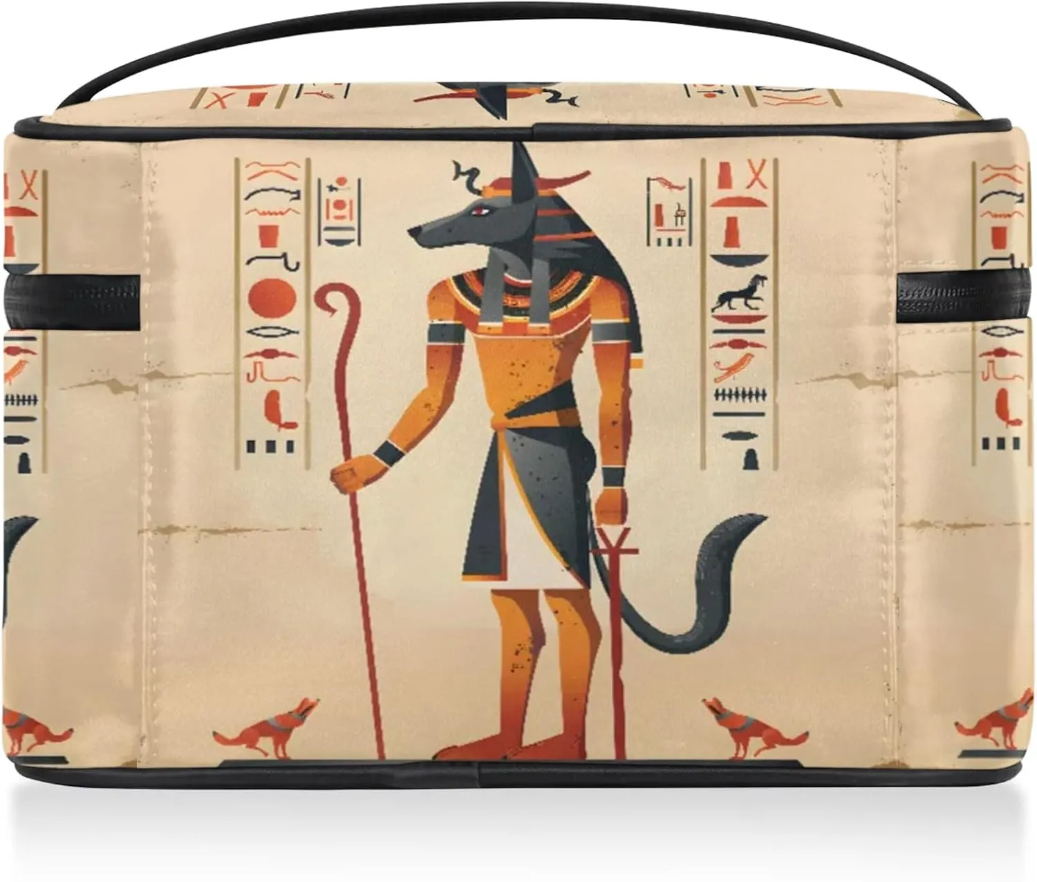 Ancient Egyptian Painting Travel Toiletry Bag Large Capacity Makeup Case Organizer with Handle Cosmetic Case for Women Girls