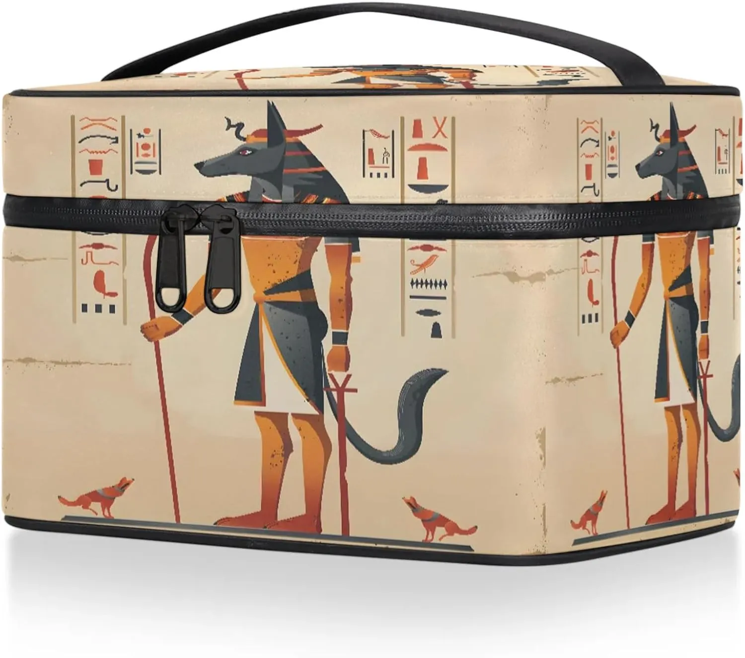 Ancient Egyptian Painting Travel Toiletry Bag Large Capacity Makeup Case Organizer with Handle Cosmetic Case for Women Girls