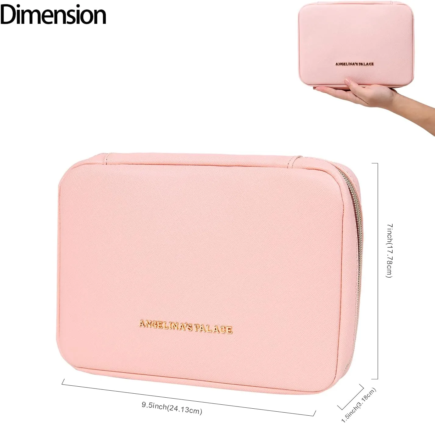 Angelina's Palace Large Jewelry Organizer Case Bridesmaid Gifts Vegan Leather Waterproof Travel Jewelry Storage Bag for Necklace Earring Bracelet Ring(soft pink)