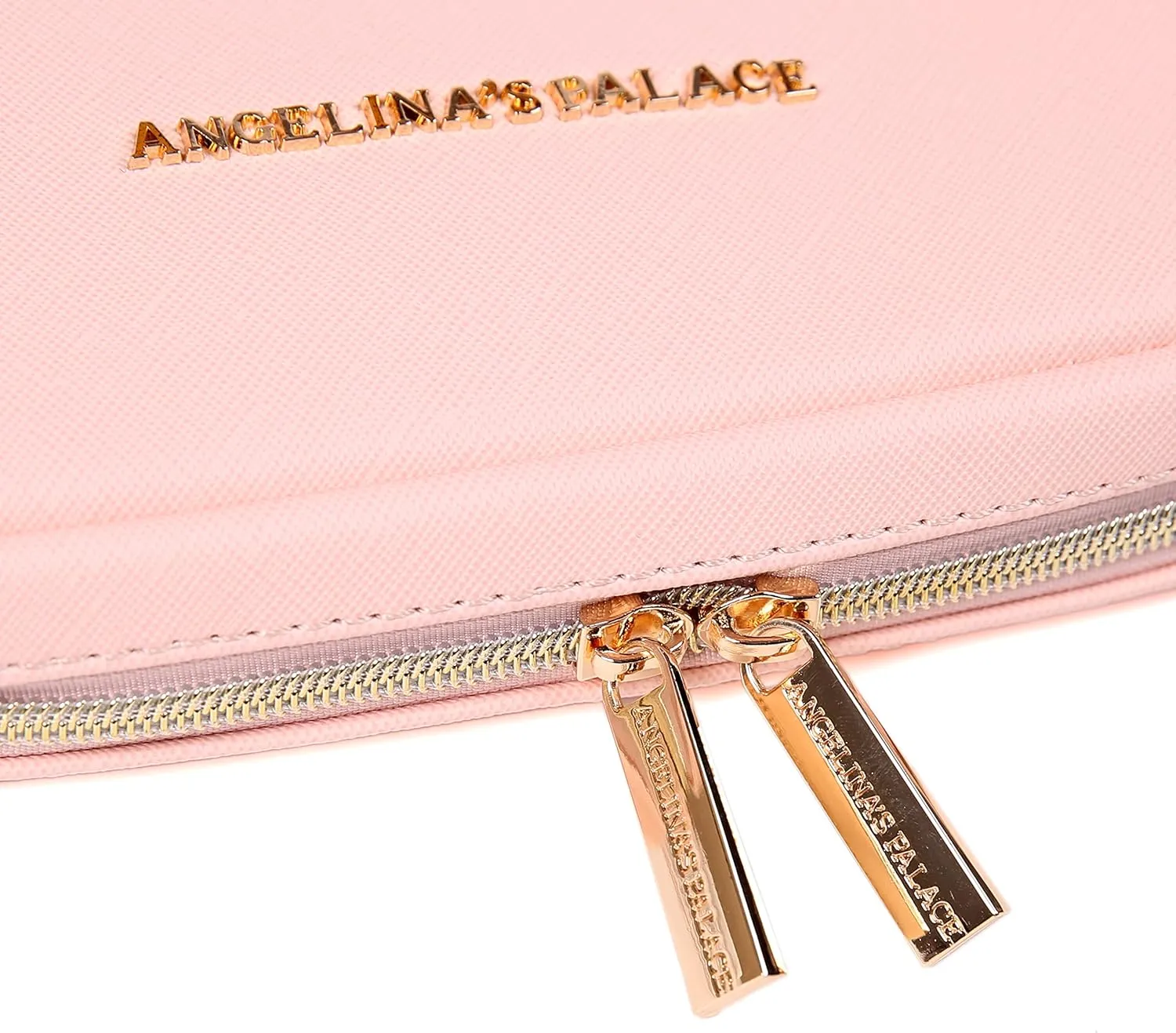Angelina's Palace Large Jewelry Organizer Case Bridesmaid Gifts Vegan Leather Waterproof Travel Jewelry Storage Bag for Necklace Earring Bracelet Ring(soft pink)