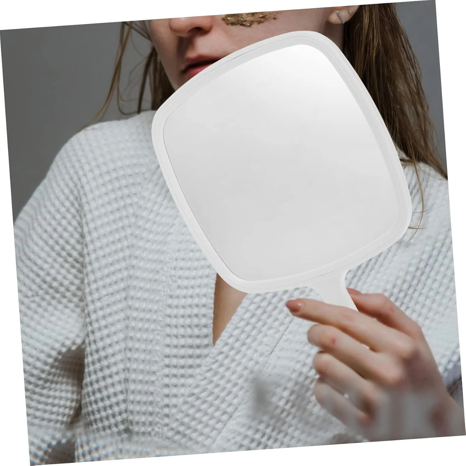 Angoily Handheld Makeup Mirror Round Portable Vanity Mirror for Travel Home Office Modern Design Perfect for Women Girls