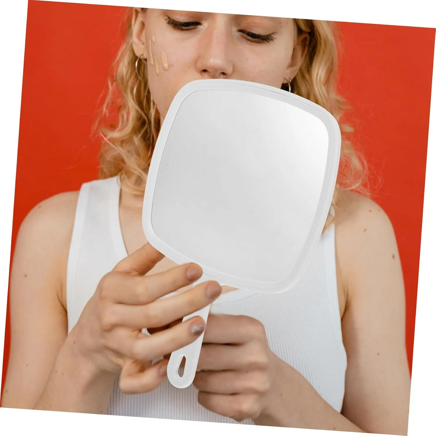 Angoily Handheld Makeup Mirror Round Portable Vanity Mirror for Travel Home Office Modern Design Perfect for Women Girls