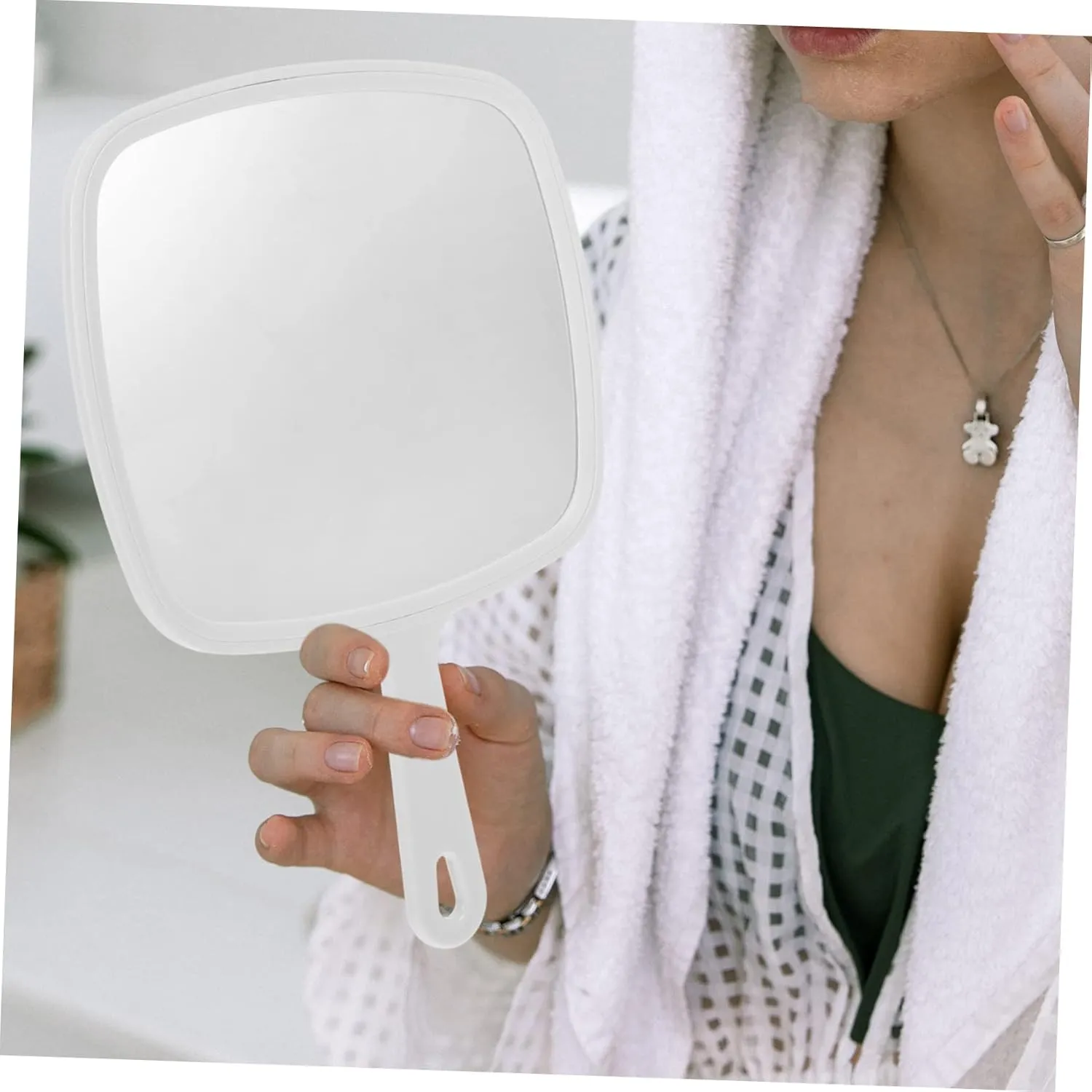 Angoily Handheld Makeup Mirror Round Portable Vanity Mirror for Travel Home Office Modern Design Perfect for Women Girls