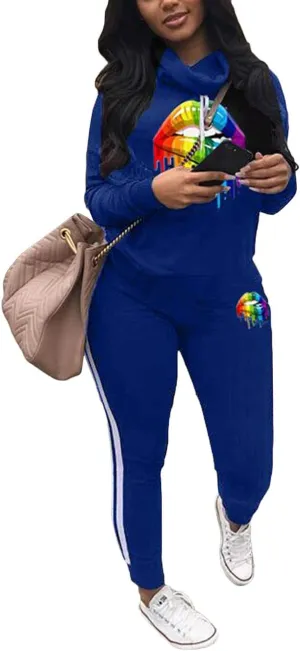 Angsuttc Womens Casual 2 Piece Tracksuit Outfits Long Sleeve Pullover Sweatshirt Jogger Pants Sweatsuits Set