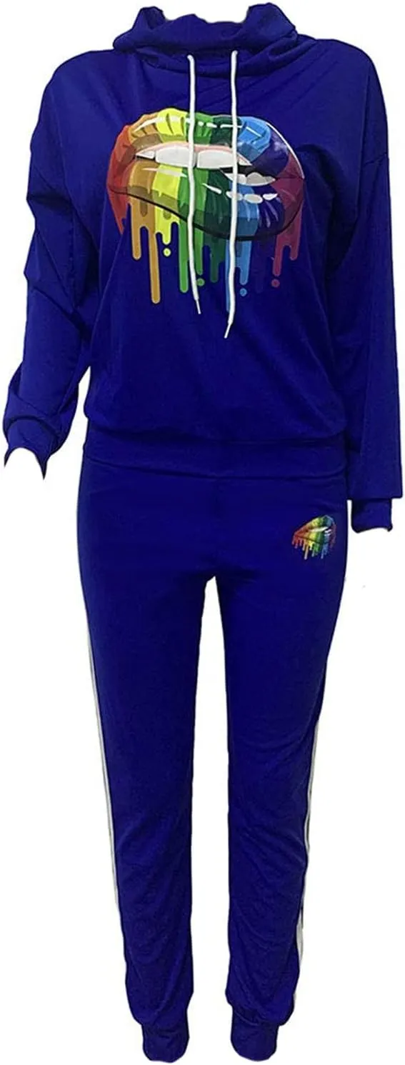 Angsuttc Womens Casual 2 Piece Tracksuit Outfits Long Sleeve Pullover Sweatshirt Jogger Pants Sweatsuits Set