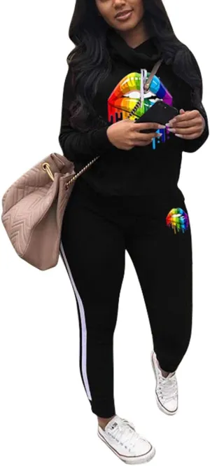 Angsuttc Womens Casual 2 Piece Tracksuit Outfits Long Sleeve Pullover Sweatshirt Jogger Pants Sweatsuits Set