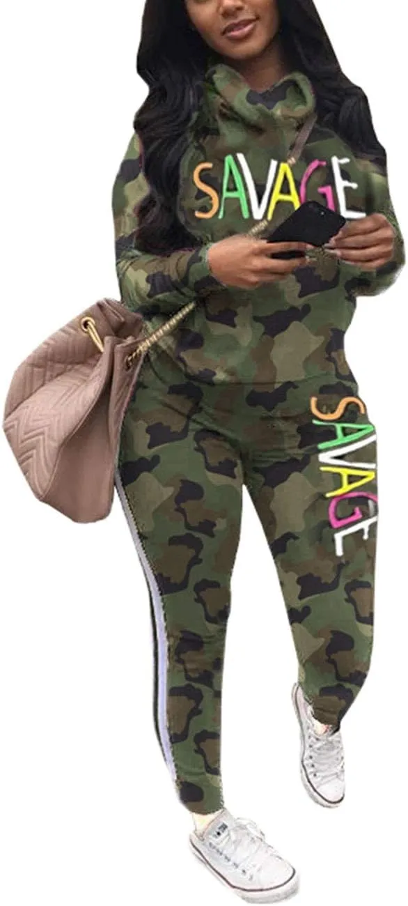 Angsuttc Womens Casual 2 Piece Tracksuit Outfits Long Sleeve Pullover Sweatshirt Jogger Pants Sweatsuits Set