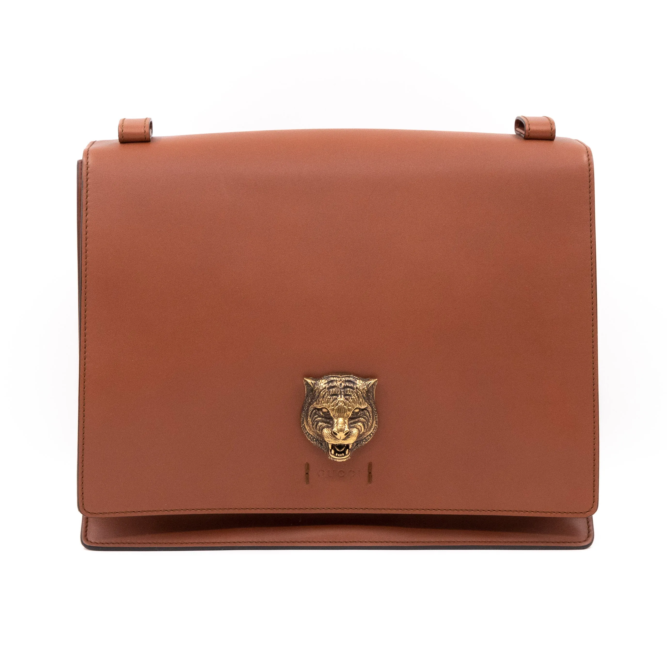 Animalier Messenger Bag Brown Leather