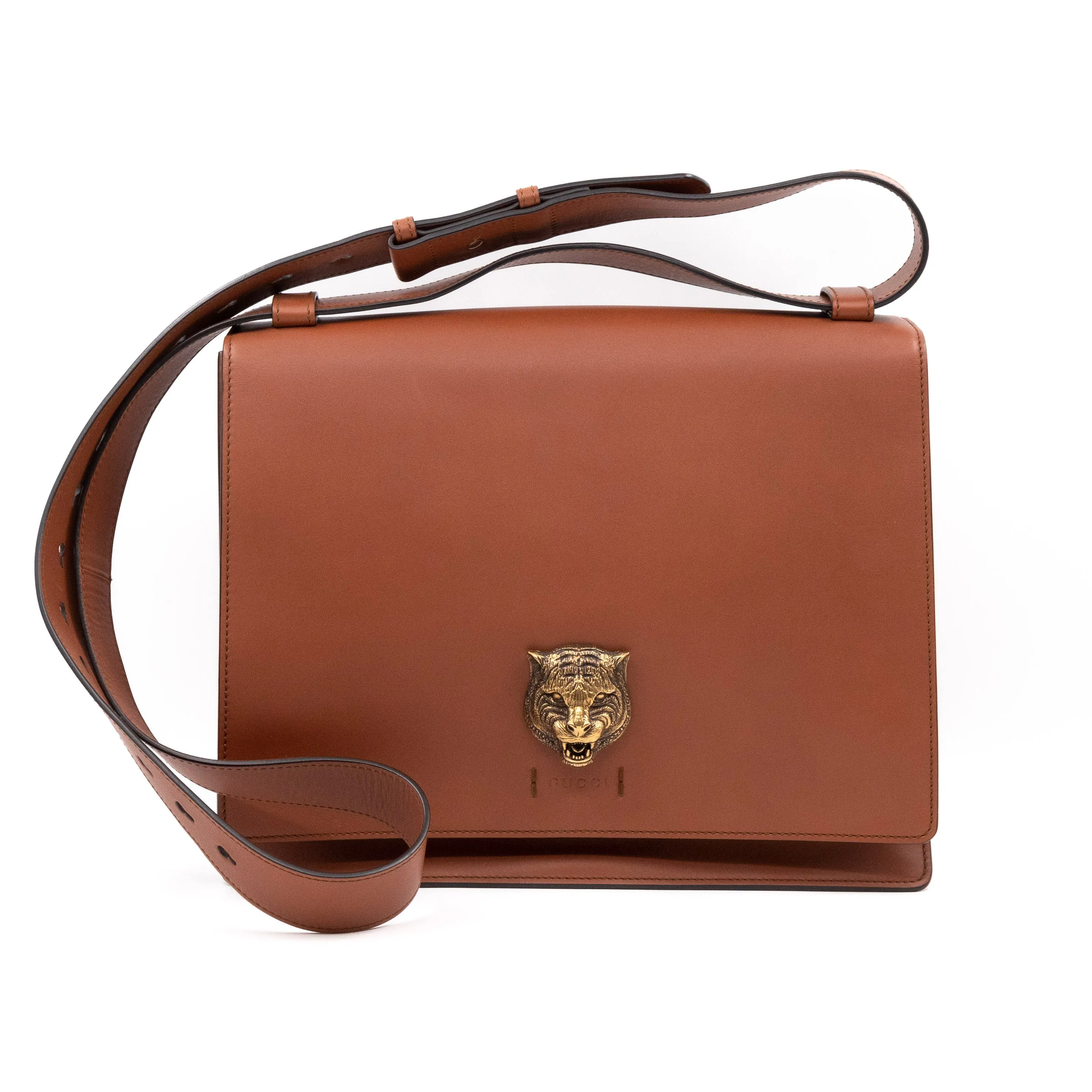Animalier Messenger Bag Brown Leather