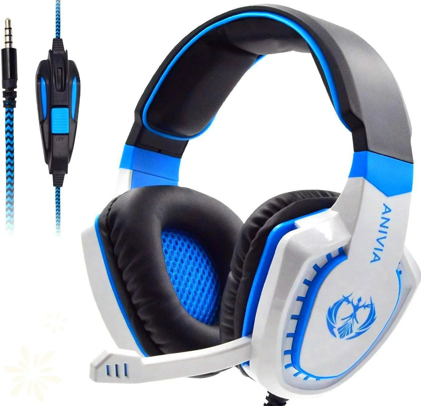 Anivia Computer Over-Ear Headphones with Mic, Wired Gaming Headset for PS4, PC, Xbox One, Laptop, Computer, 3.5mm Jack, Bass Surround, Soft Memory Earmuffs