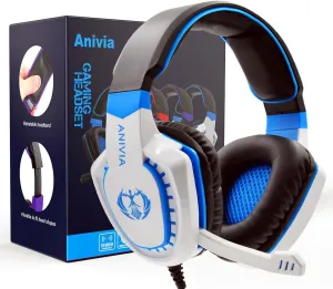 Anivia Computer Over-Ear Headphones with Mic, Wired Gaming Headset for PS4, PC, Xbox One, Laptop, Computer, 3.5mm Jack, Bass Surround, Soft Memory Earmuffs