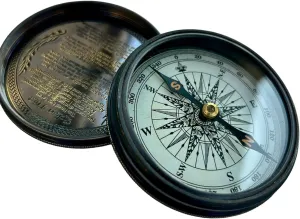 Antique Black Brass Pocket Compass Portable Marine Navigation Tool | Ideal Gift Compass 2 Inch