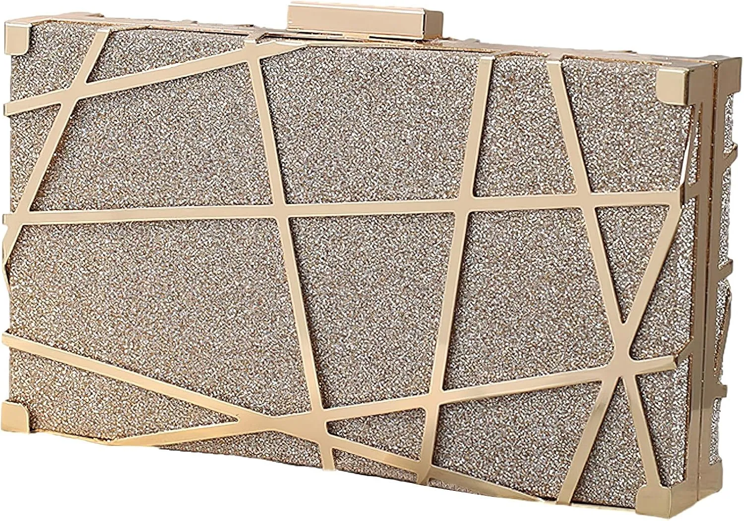 ANUFER Women's Sparkly Sequins Evening Clutch Bag Geometric Party Purse Bag with Two Chains