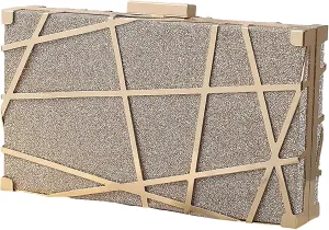 ANUFER Women's Sparkly Sequins Evening Clutch Bag Geometric Party Purse Bag with Two Chains
