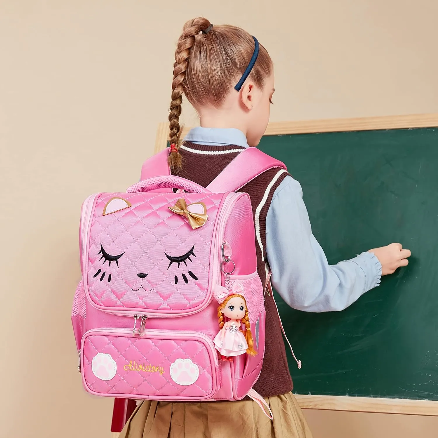AO ALI VICTORY Girls Backpacks, Waterproof Cute Backpack for Kids Toddler Girl Preschool Bookbags Elementary School Bags