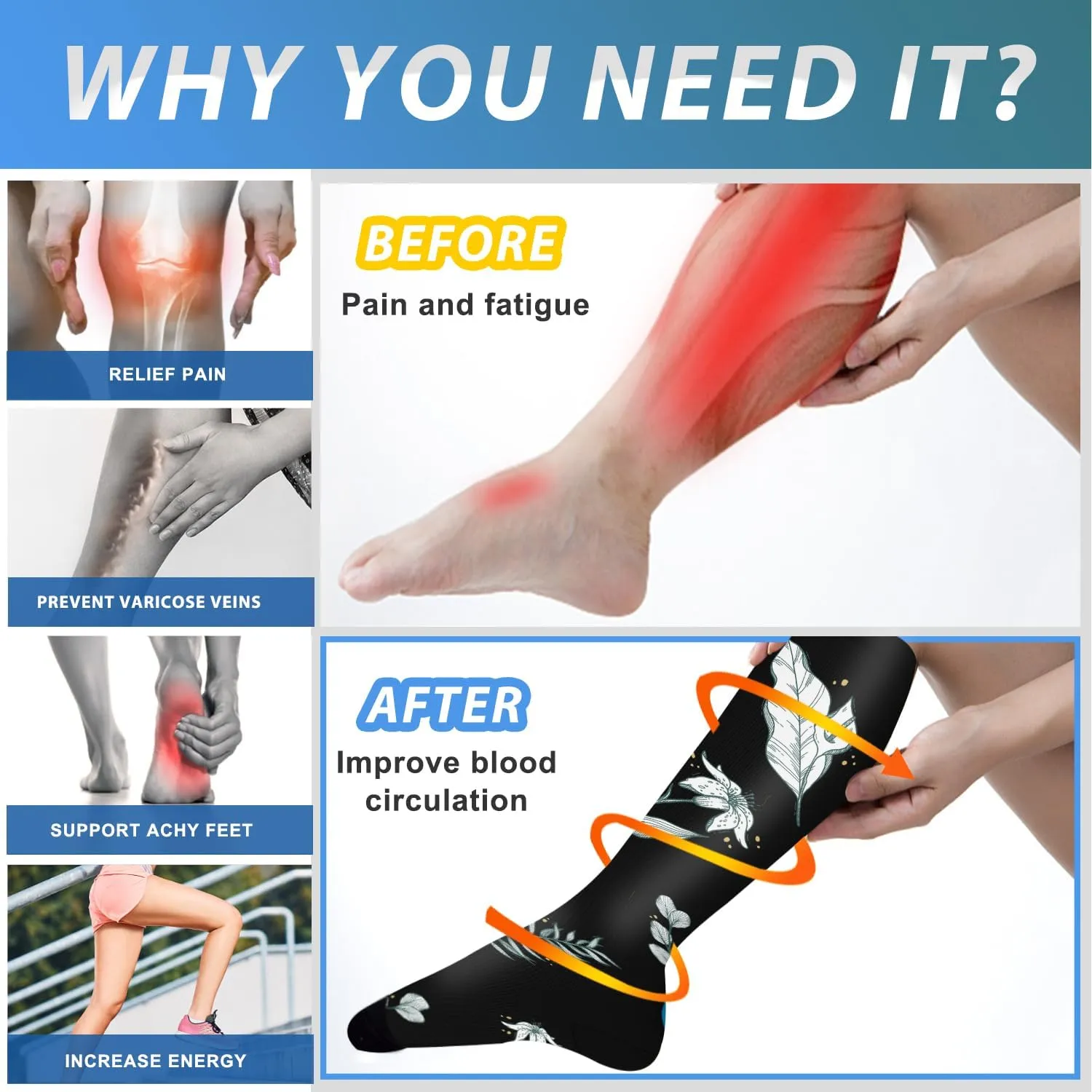Aoliks Medical Compression Socks for Women & Men, Support Knee High Socks for Running,Nurses,Travel